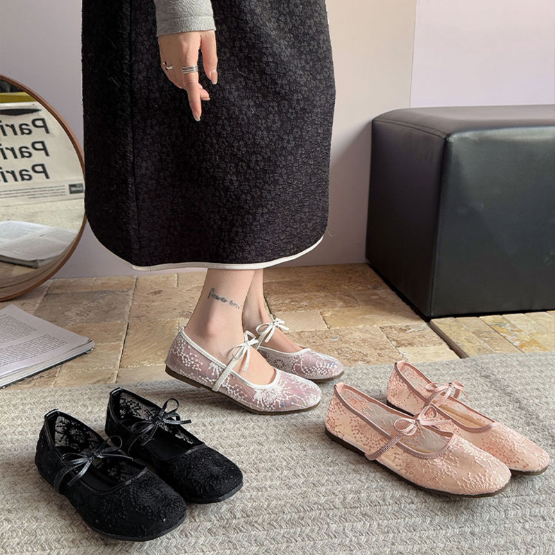 Embroidery Flat Shoes - Women's Gentle Ballet Flat Shoes 2026