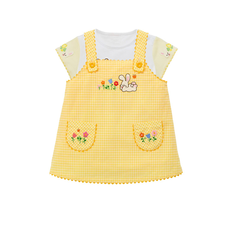 Embroidery Yellow Dress - 3-6Y Cotton Yellow Cotton Cute Cartoon
