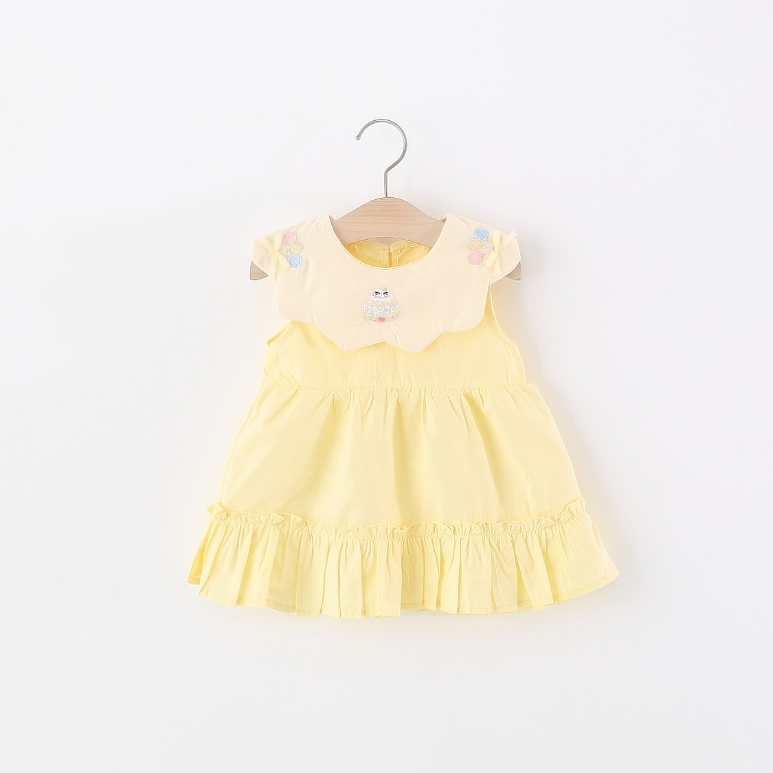 Embroidery Yellow Dress - Toddler Girl Yellow Cotton Dress Sleeveless