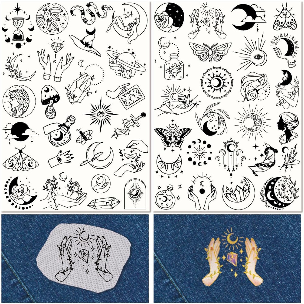 Embroidery Yarn - 51Pcs Boho Moon Sun Water Soluble