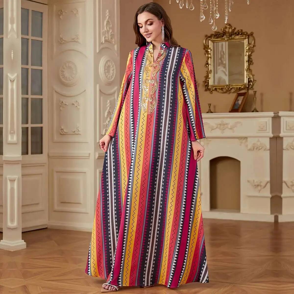 4264 Dubai Muslim Abaya New Fa - Embroidery Yellow Dress review and price