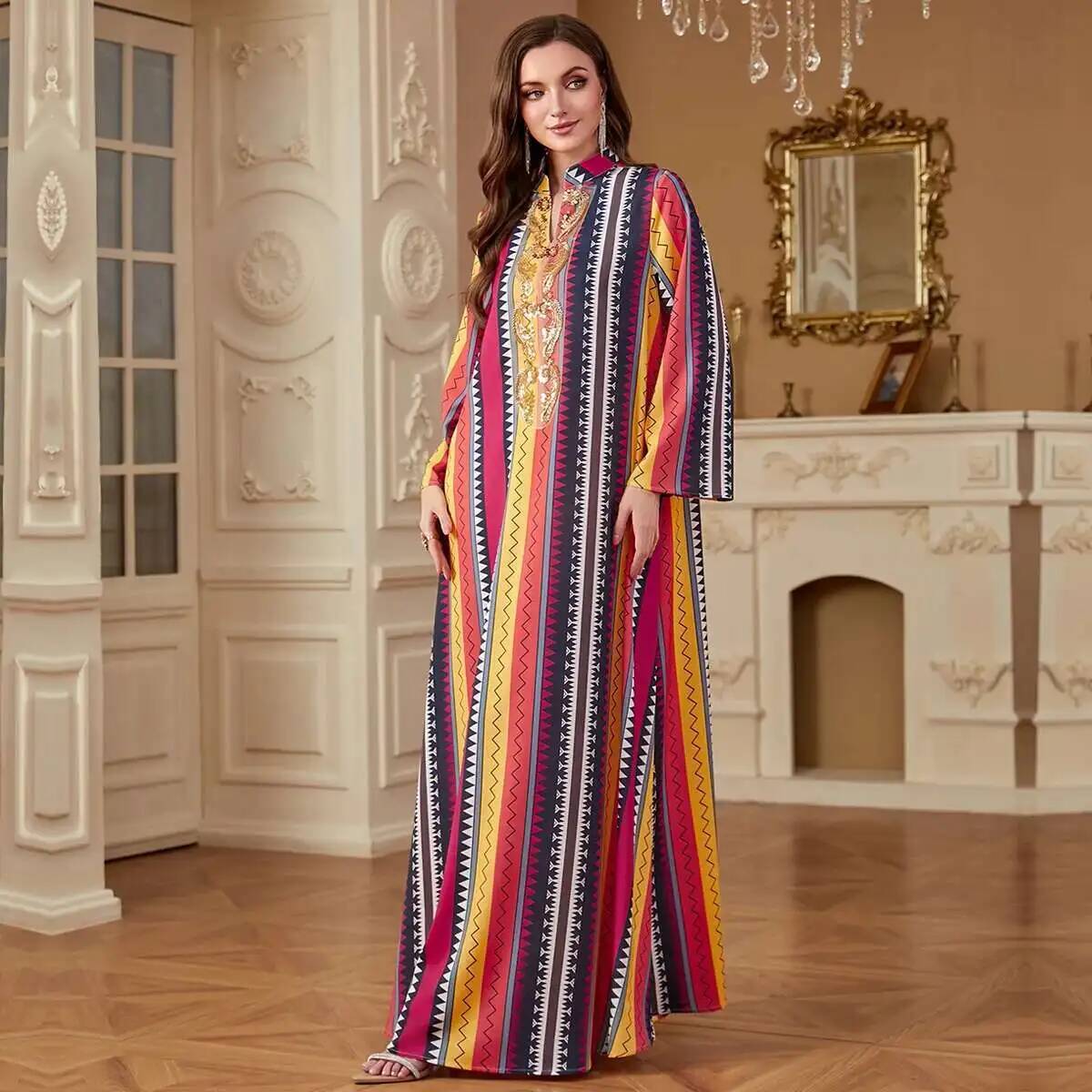 4264 Dubai Muslim Abaya New Fa - Embroidery Yellow Dress review and price