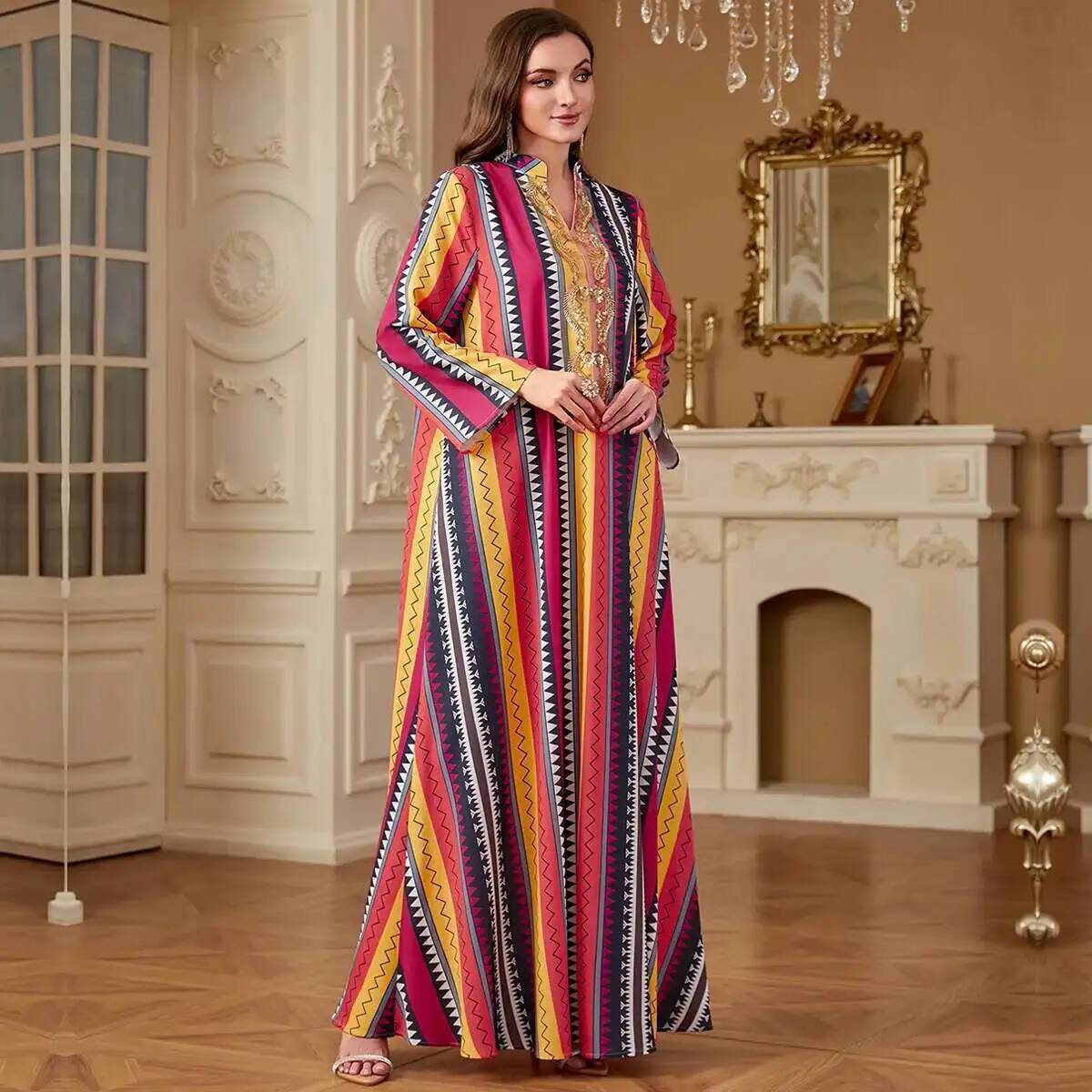 4264 Dubai Muslim Abaya New Fa - Embroidery Yellow Dress review and price