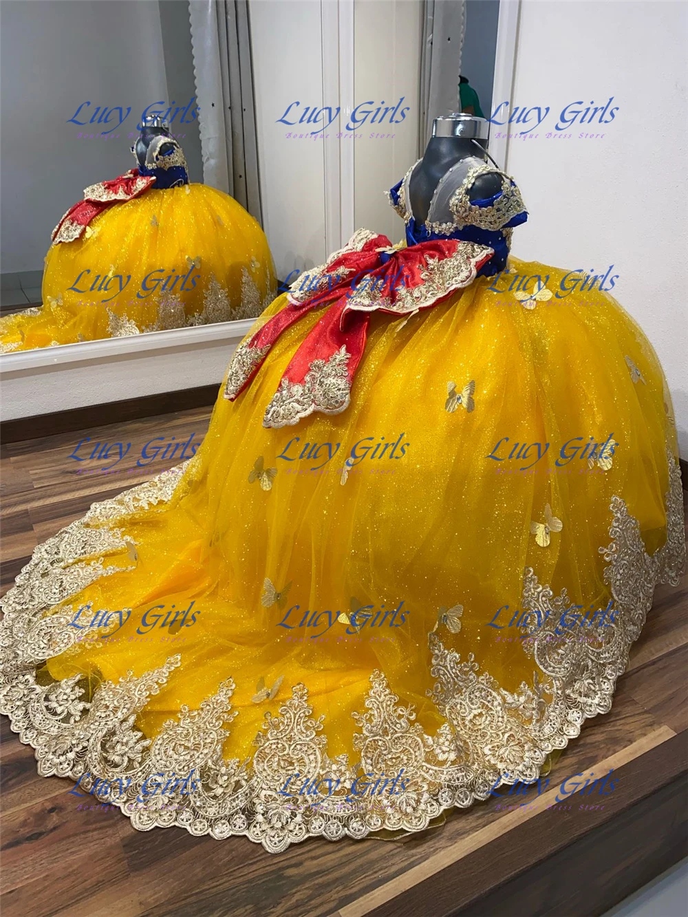 Quality Butterfly Applique Lov - Embroidery Yellow Dress review and price