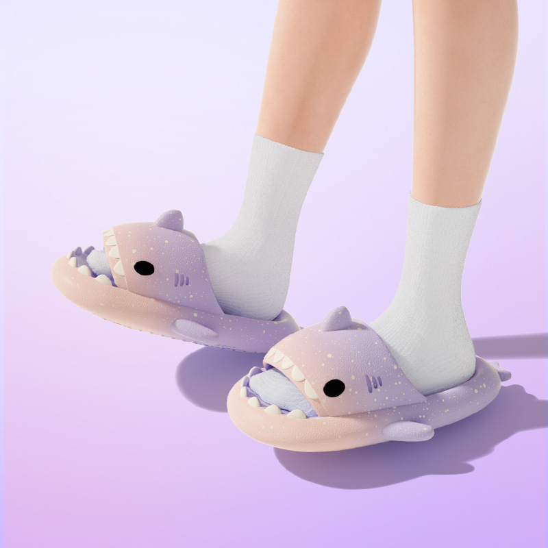 Cute Cartoon Shark Slippers Fo - Embroidery Flat Shoes review and price