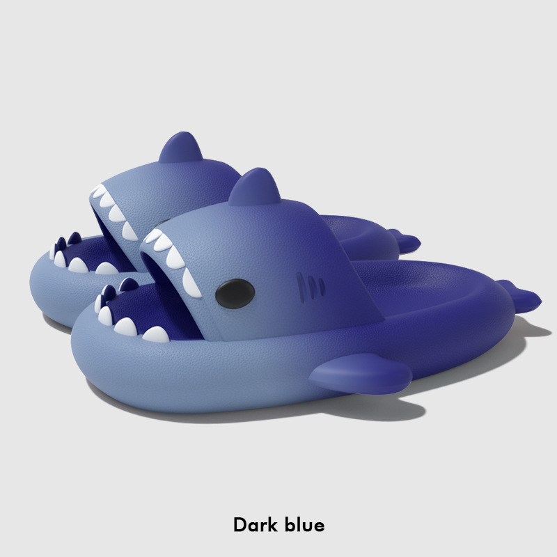 Cute Cartoon Shark Slippers Fo - Embroidery Flat Shoes review and price