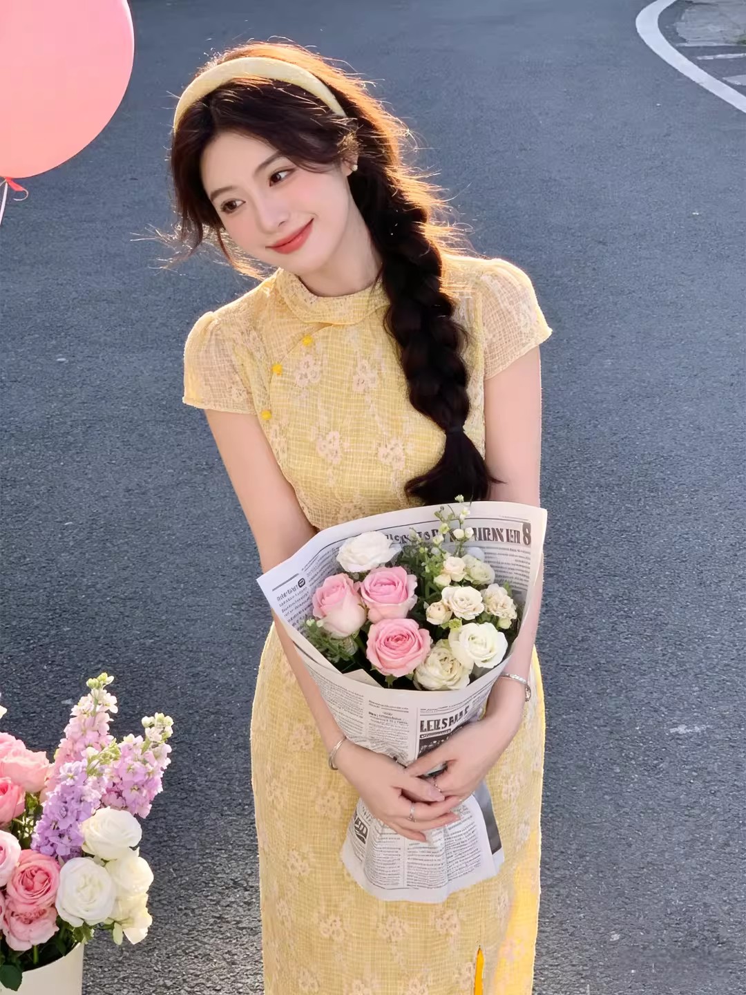 Elegant Yellow Chinese Style F - Embroidery Yellow Dress review and price