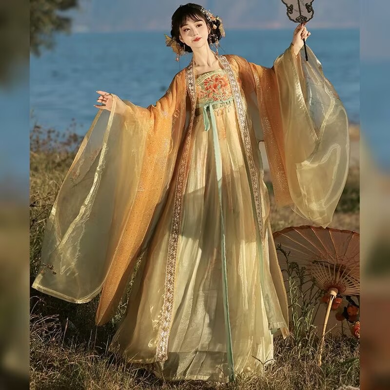 Women's Traditional Chinese Ha - Embroidery Yellow Dress review and price
