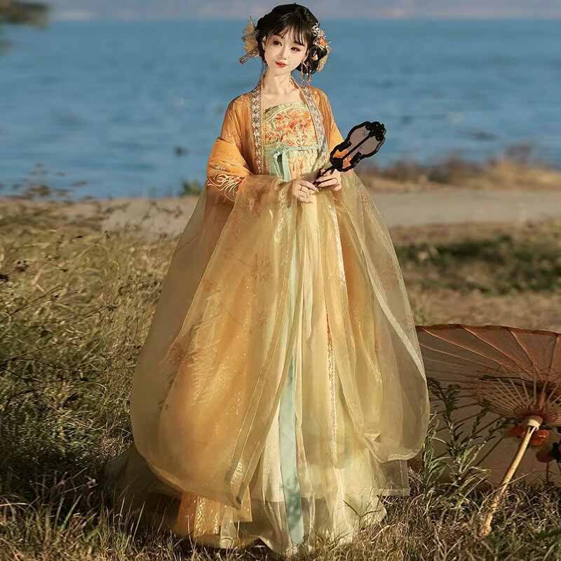 Women's Traditional Chinese Ha - Embroidery Yellow Dress review and price
