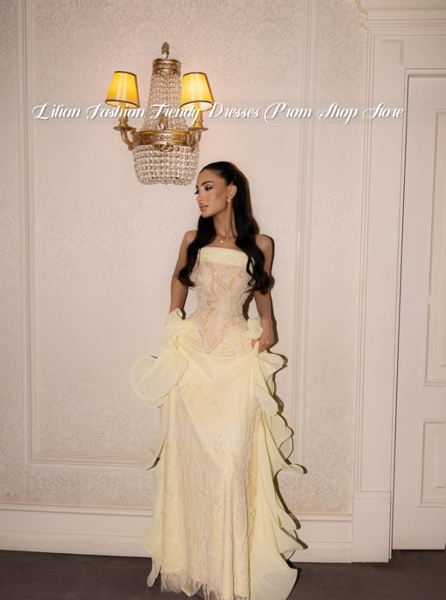 Pale Yellow Strapless Middle E - Embroidery Yellow Dress review and price
