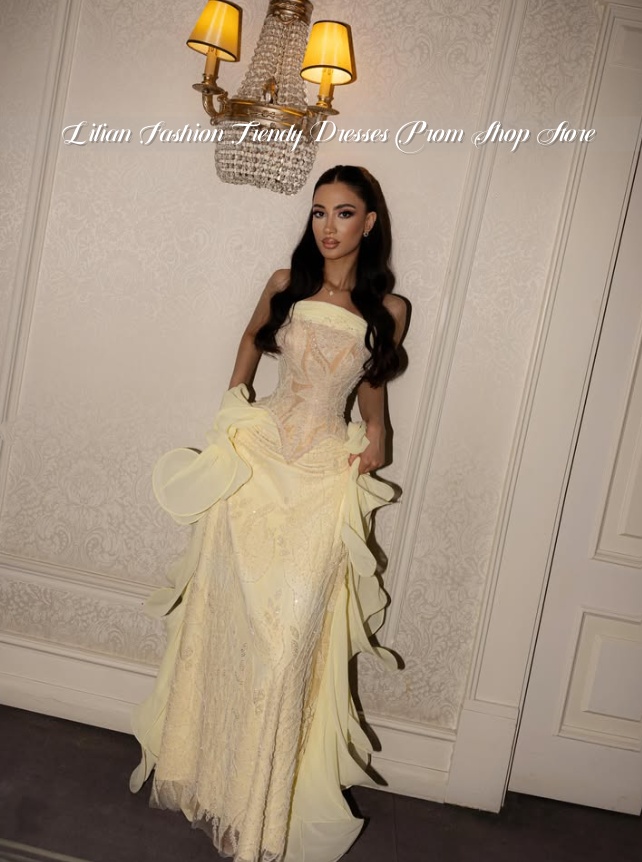 Pale Yellow Strapless Middle E - Embroidery Yellow Dress review and price