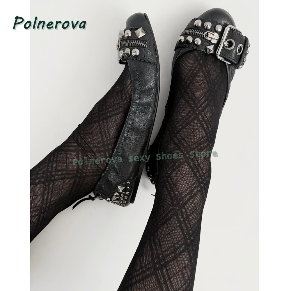 Rivet Belt Buckle Mary Jane Sh - Embroidery Flat Shoes review and price