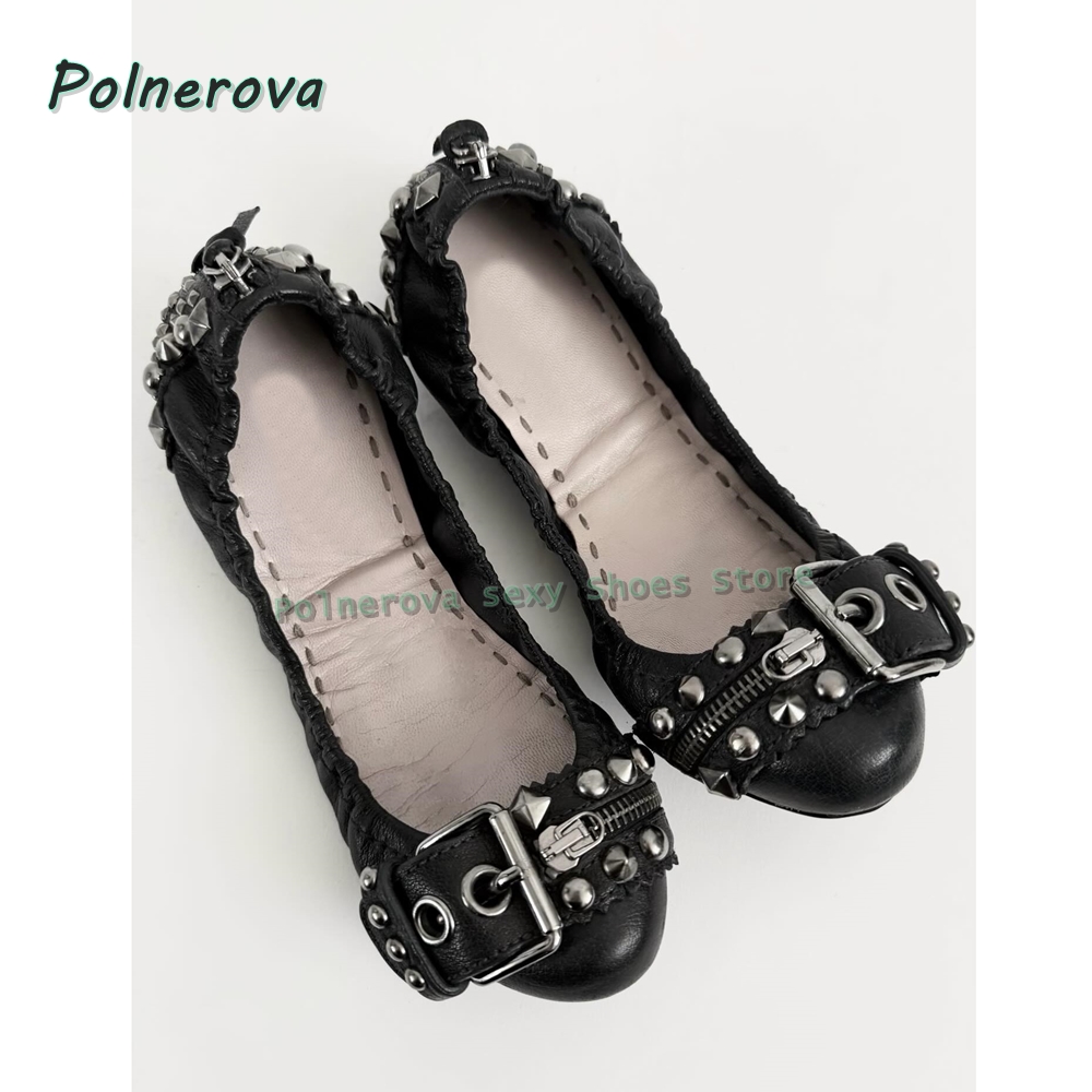 Rivet Belt Buckle Mary Jane Sh - Embroidery Flat Shoes review and price