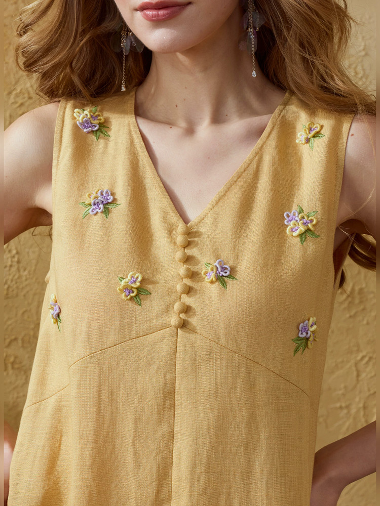 86-98cm Bust Summer Long Dress - Embroidery Yellow Dress review and price