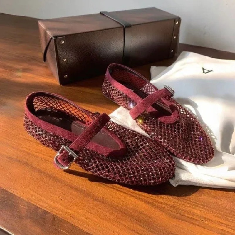 Hollow Rhinestone Baotou Sanda - Embroidery Flat Shoes review and price