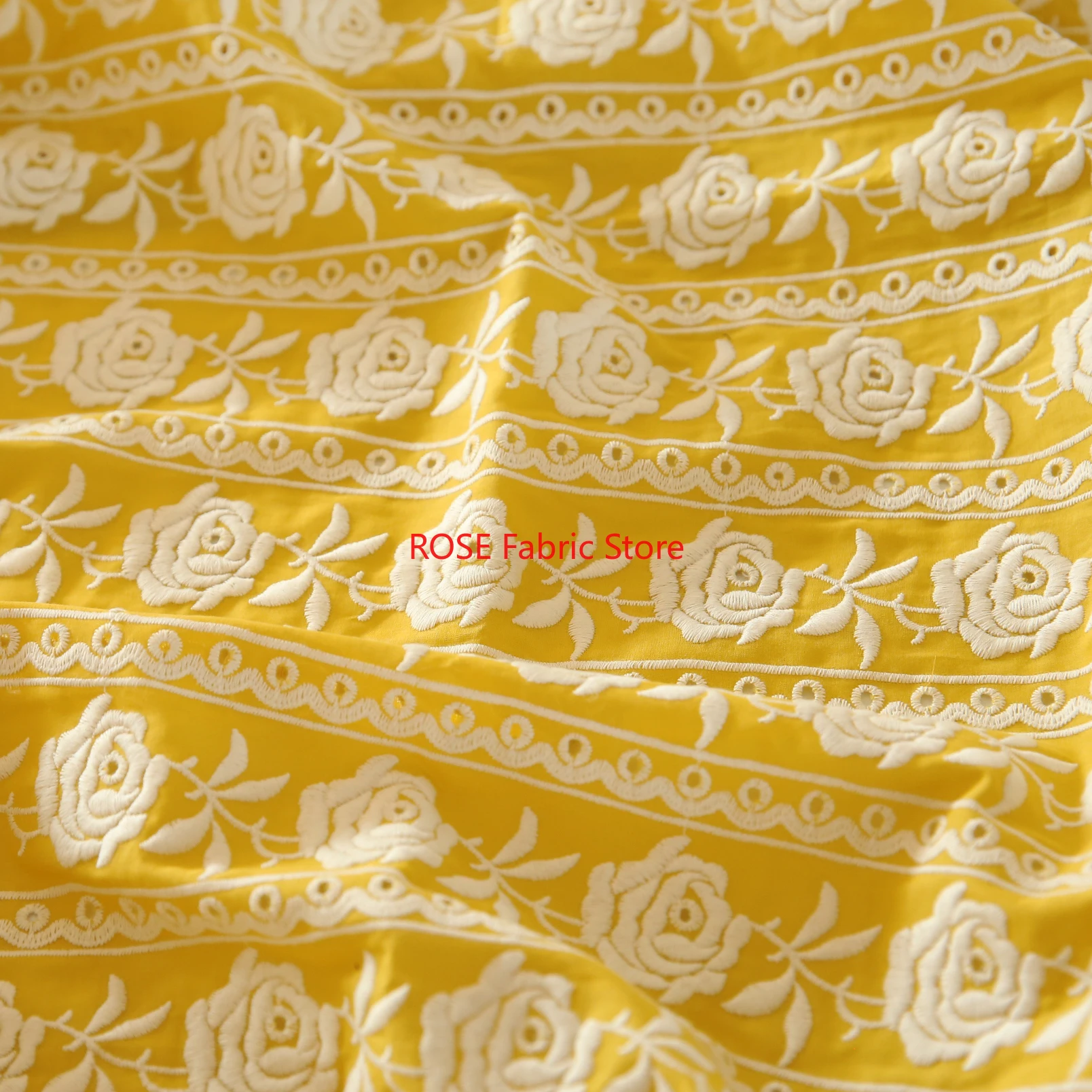 French Cotton Yellow Rose Heav - Embroidery Yellow Dress review and price