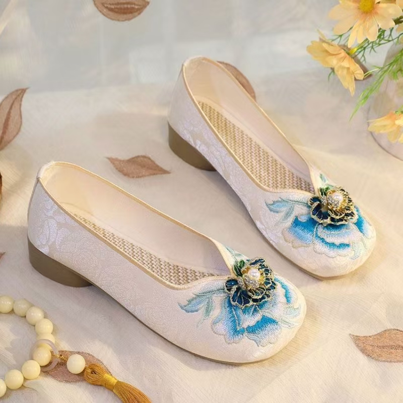 Woman Low Heel Embroidered Clo - Embroidery Fabric review and price