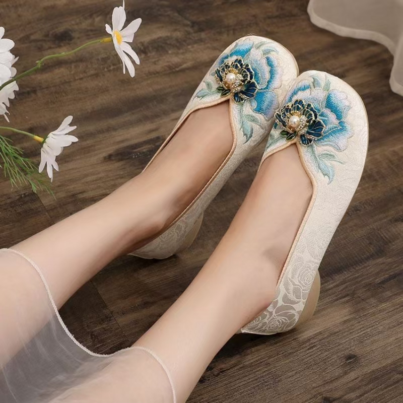 Woman Low Heel Embroidered Clo - Embroidery Fabric review and price