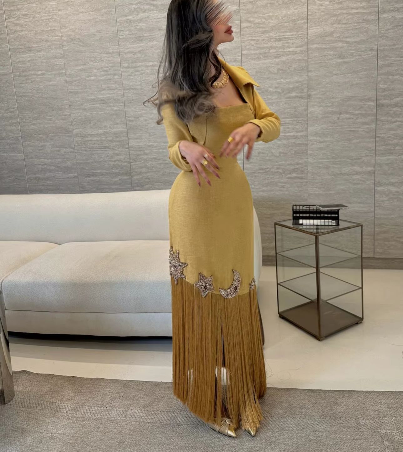 Customized Elegant Evening Dre - Embroidery Yellow Dress review and price